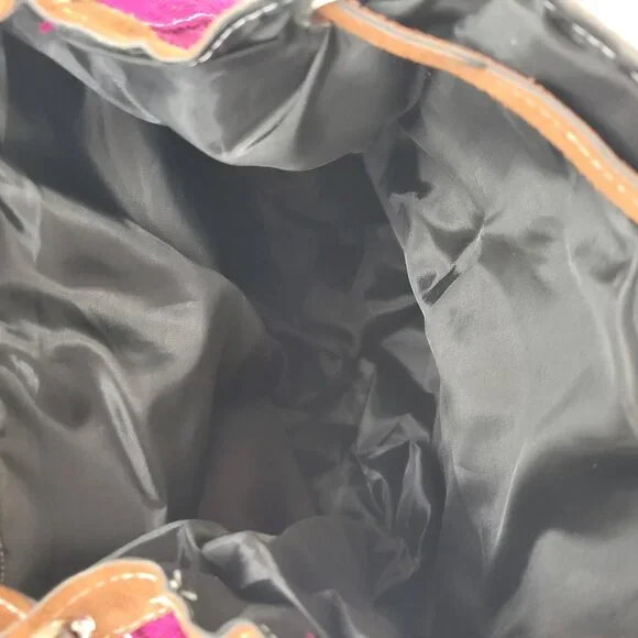 Handcrafted Floral Embroidered Cotton & Faux Suede Backpack - Picture 5 of 9